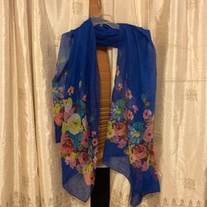 Cobalt blue floral scarf